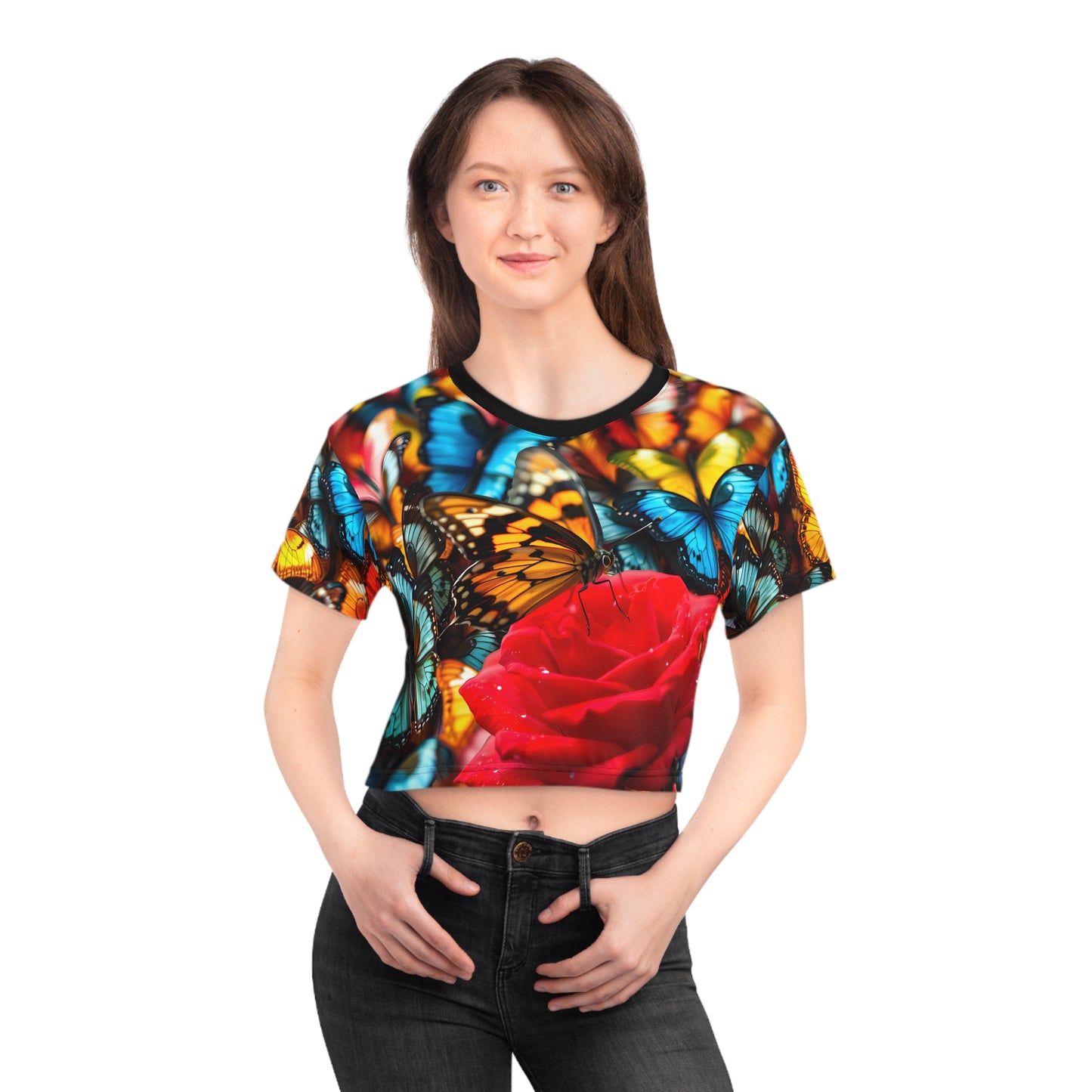 Butterfly Crop Tee - Aussie Butterfly Design AOP