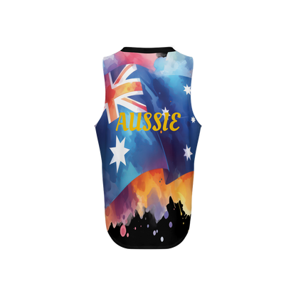 Aussie Flag Men's Seamless Open Side Tank Top-Performance Mesh