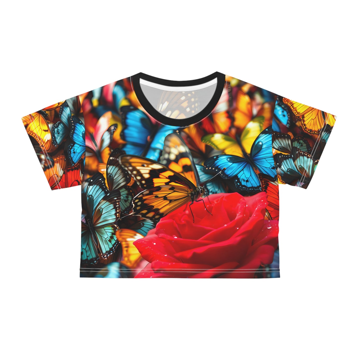 Butterfly Crop Tee - Aussie Butterfly Design AOP