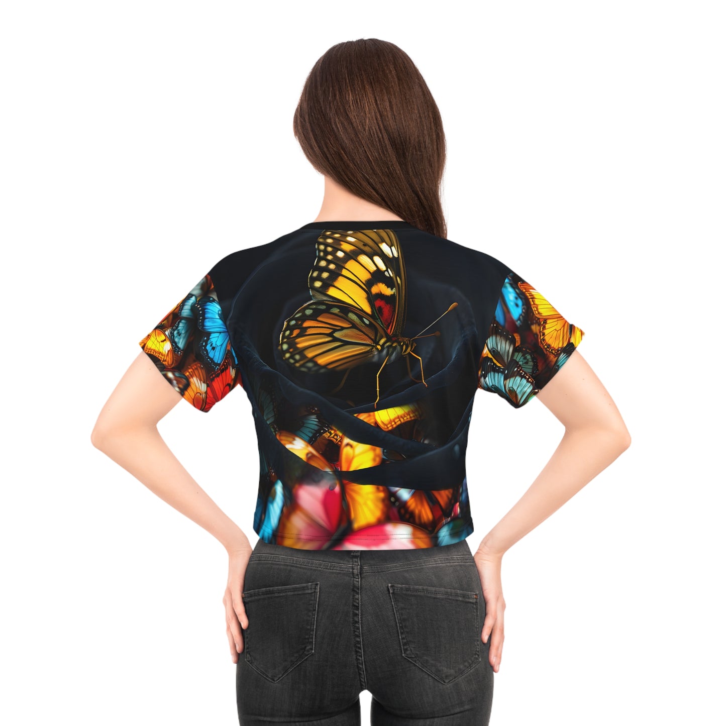 Butterfly Crop Tee - Aussie Butterfly Design AOP