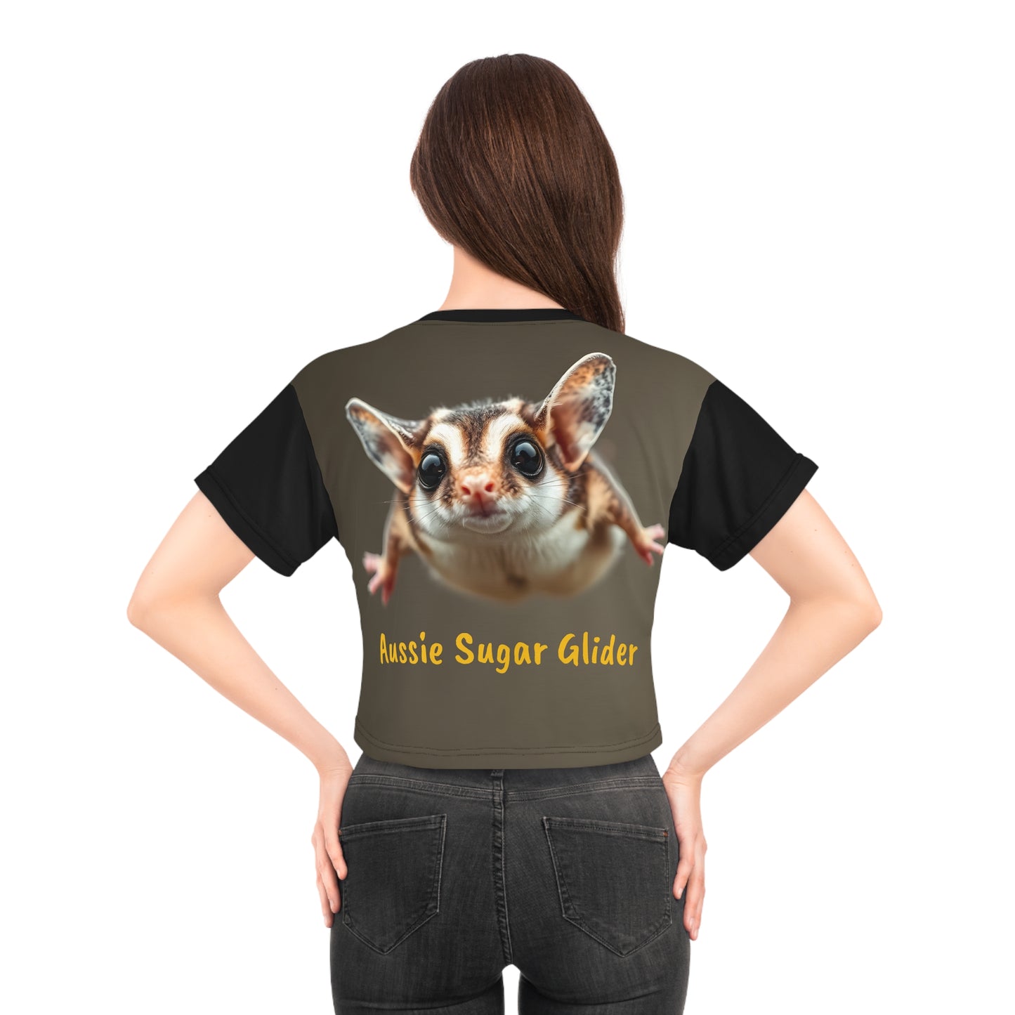 Aussie Sugar Glider Crop Tee AOP