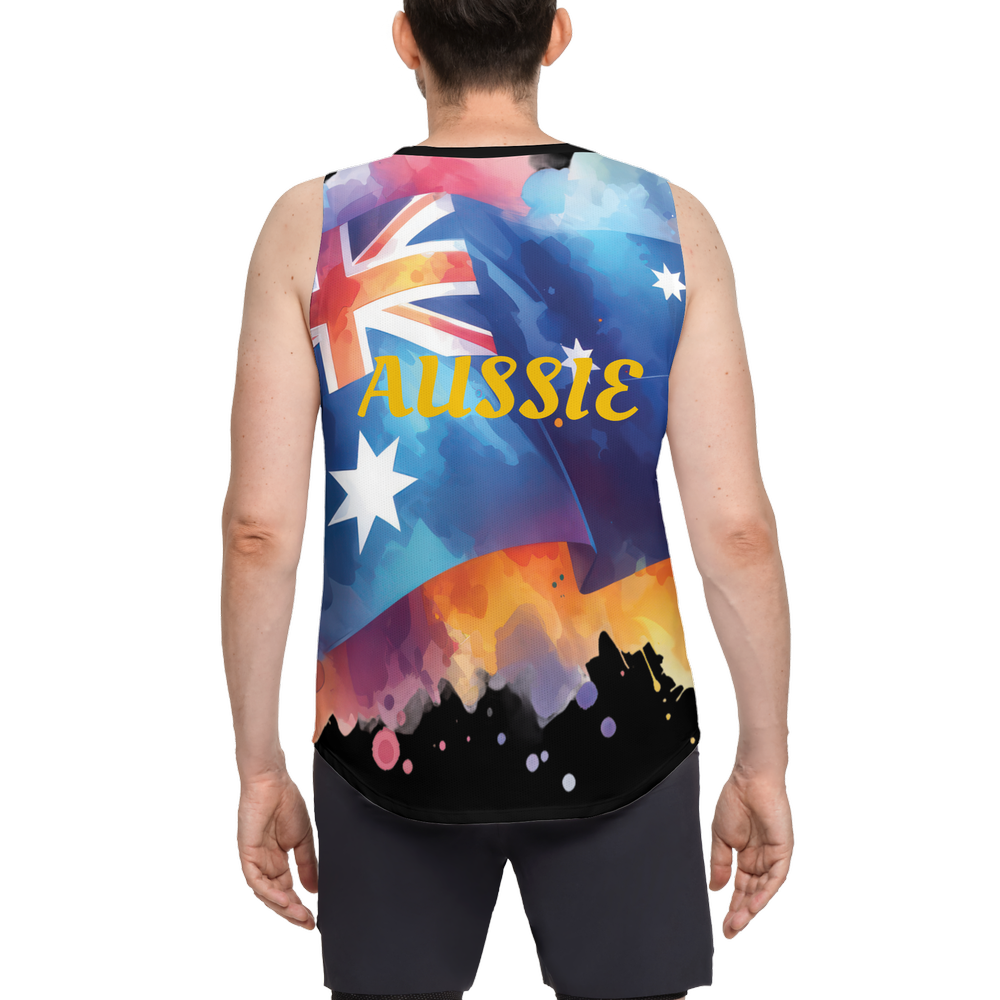 Aussie Flag Men's Seamless Open Side Tank Top-Performance Mesh