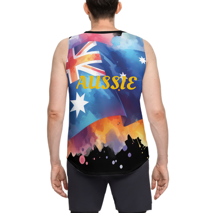 Aussie Flag Men's Seamless Open Side Tank Top-Performance Mesh