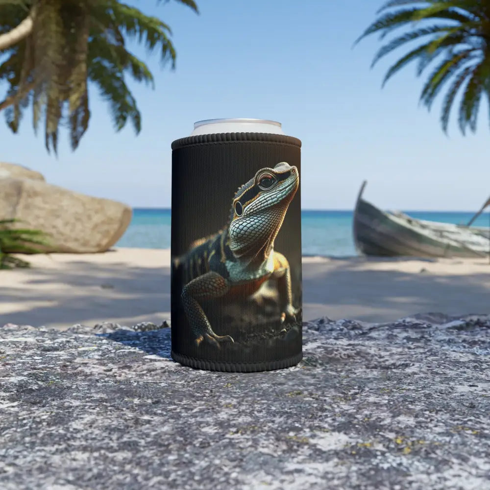 Stubbie Cooler - Aussie Frilled Neck Lizard Design